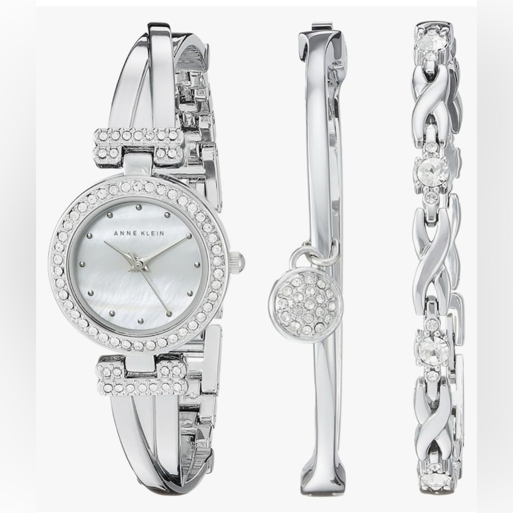 Never Worn Silver Anne Klein Watch with Bracelets